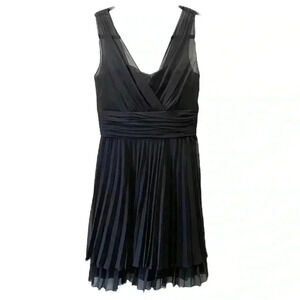 Selina Studio Little Black Dress Sheer Pleated Flowy Sleeveless LBD Size 4  NWT